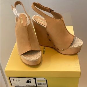 Max Studio Filly Calfskin wedges Tobacco